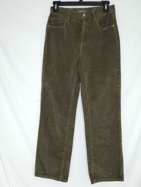 DL 1961 Patti Straight High Rise Vintage Ankle Green Corduroy Pants Size 25